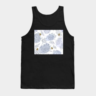 Honey Bees and Pretty Blue Flowers Tank Top